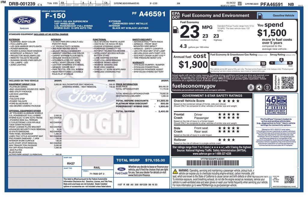 Certified 2023 Ford F150 Platinum w/ Equipment Group 701A High AWD/4WD image 3