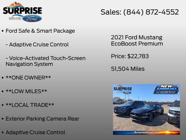 Certified 2021 Ford Mustang Premium w/ Ford Safe & Smart Package RWD image 7