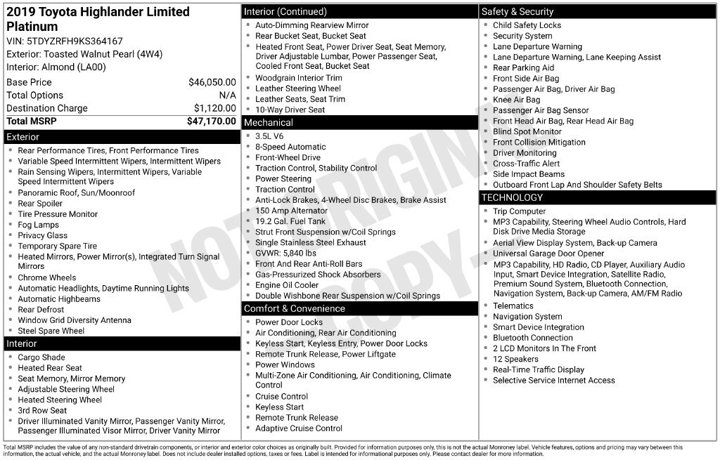 Used 2019 Toyota Highlander Limited Platinum FWD image 5