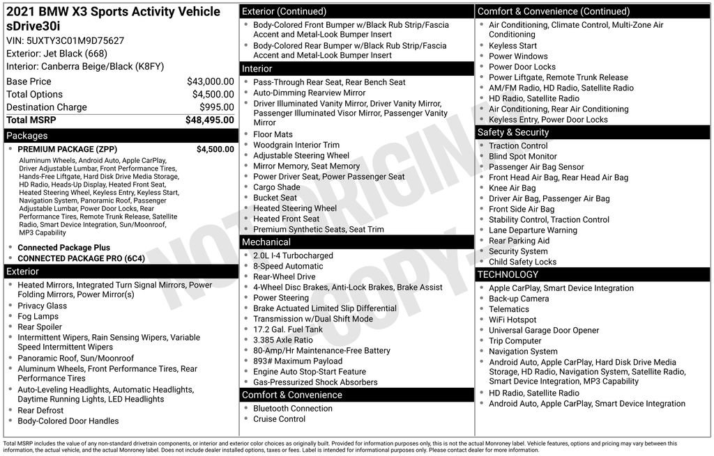 Used 2021 BMW X3 sDrive30i w/ Premium Package image 3