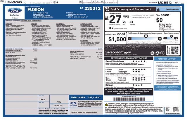Certified 2020 Ford Fusion SE w/ Equipment Group 151A FWD image 2