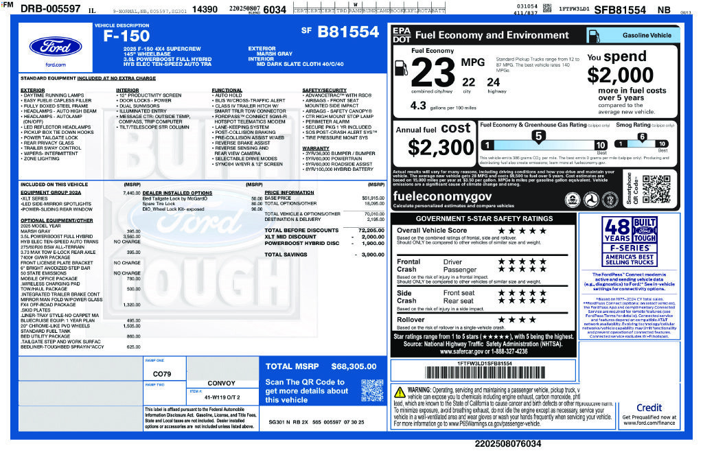 Certified 2025 Ford F150 XLT w/ Equipment Group 302A MID AWD/4WD image 2