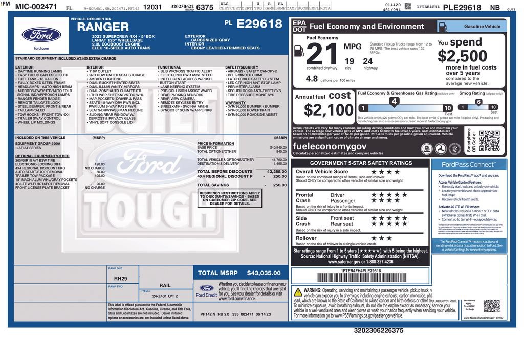Certified 2023 Ford Ranger Lariat w/ Trailer Tow Package AWD/4WD image 7
