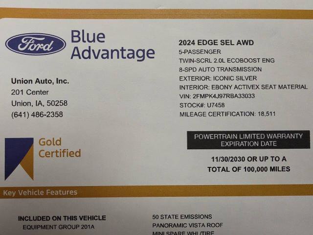 Certified 2024 Ford Edge SEL w/ Convenience Package AWD/4WD image 24