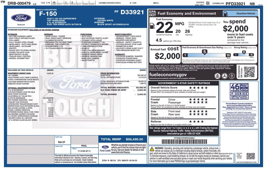 Certified 2023 Ford F150 XLT w/ Equipment Group 302A High RWD image 3