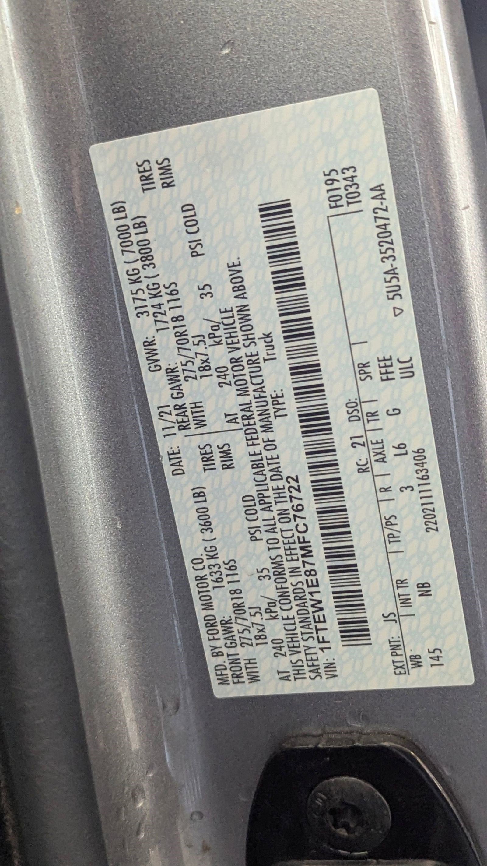 Certified 2021 Ford F150 Tremor w/ Equipment Group 402A High image 19