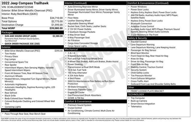 Used 2022 Jeep Compass Trailhawk w/ Sun and Sound Group image 33