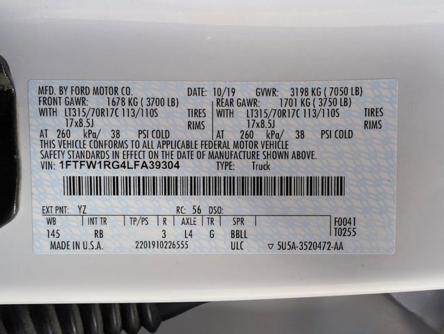 Certified 2020 Ford F150 Raptor w/ Equipment Group 802A Luxury image 10