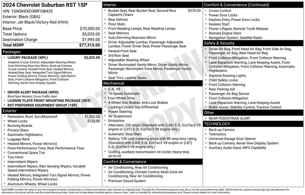 Used 2024 Chevrolet Suburban RST w/ Luxury Package AWD/4WD image 3