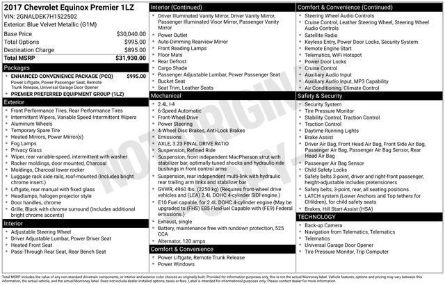 Used 2017 Chevrolet Equinox Premier w/ Enhanced Convenience Package FWD image 4