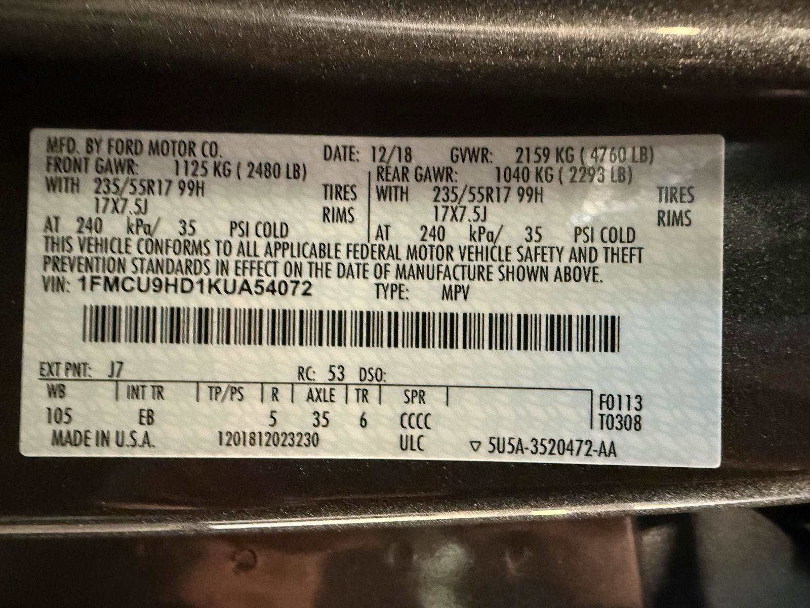 Certified 2019 Ford Escape SEL image 30