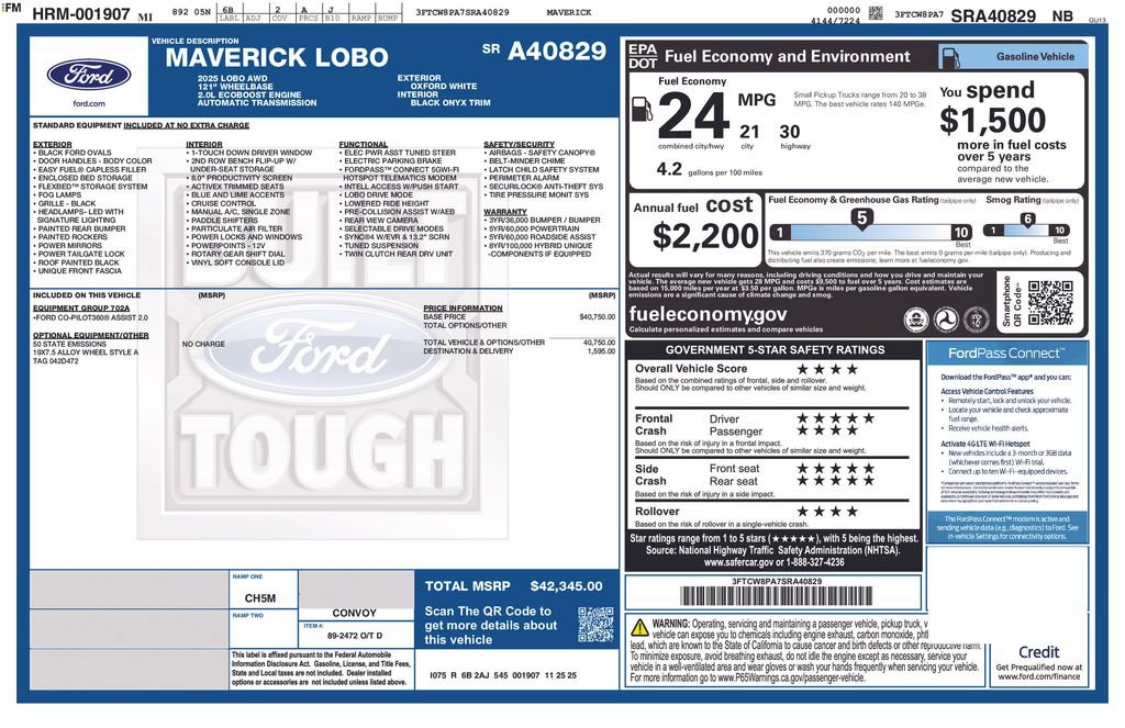Certified 2025 Ford Maverick Lobo AWD/4WD image 48