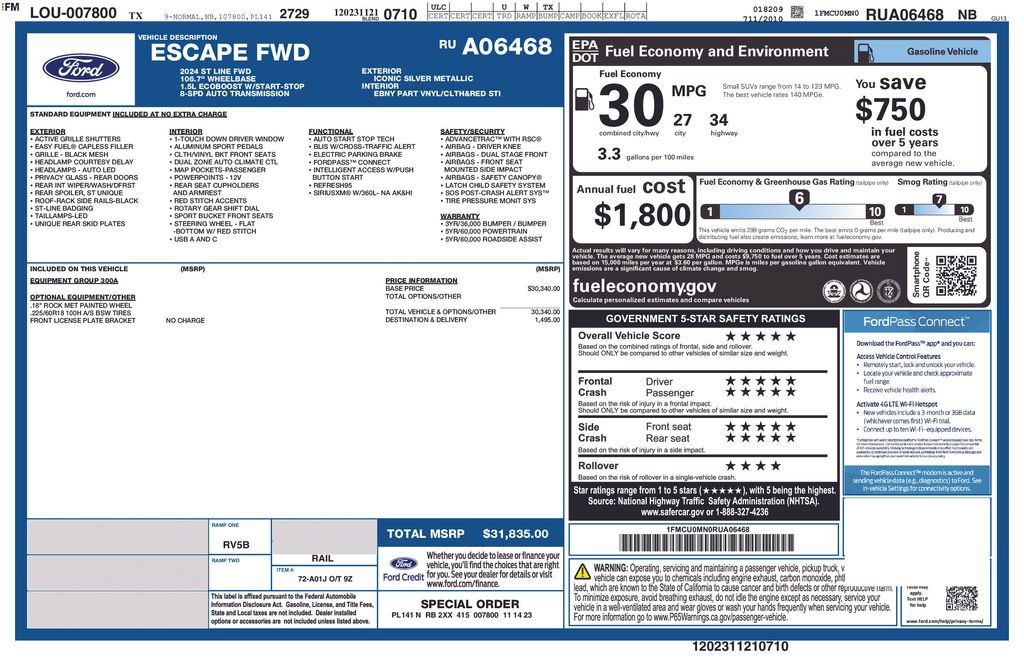 Certified 2024 Ford Escape ST-Line FWD image 33