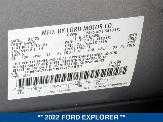 Certified 2022 Ford Explorer XLT image 24