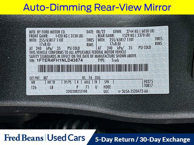 Certified 2022 Ford Ranger XLT w/ Equipment Group 302A High image 36