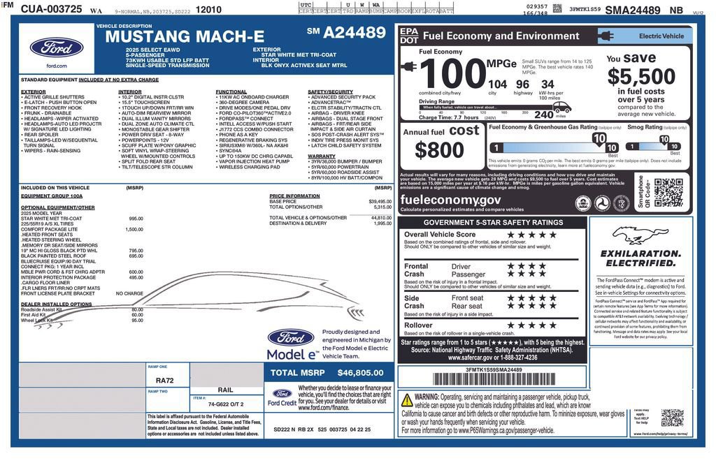 Certified 2025 Ford Mustang Mach-E Select w/ Comfort Package Lite image 20