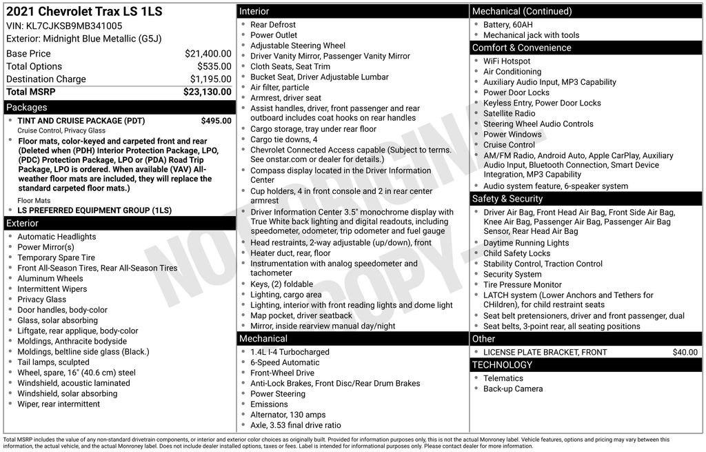 Used 2021 Chevrolet Trax LS w/ Tint and Cruise Package image 9