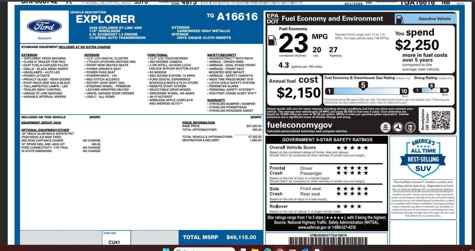 Certified 2026 Ford Explorer ST-Line AWD/4WD image 4