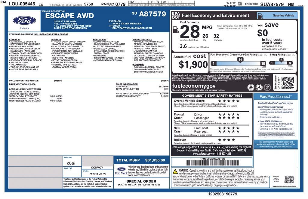 Certified 2025 Ford Escape ST-Line AWD/4WD image 35