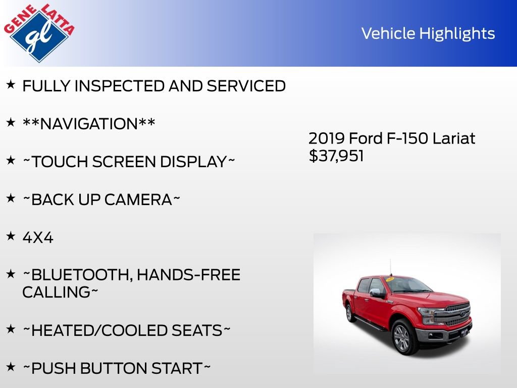 Certified 2019 Ford F150 Lariat w/ Equipment Group 502A Luxury AWD/4WD image 35