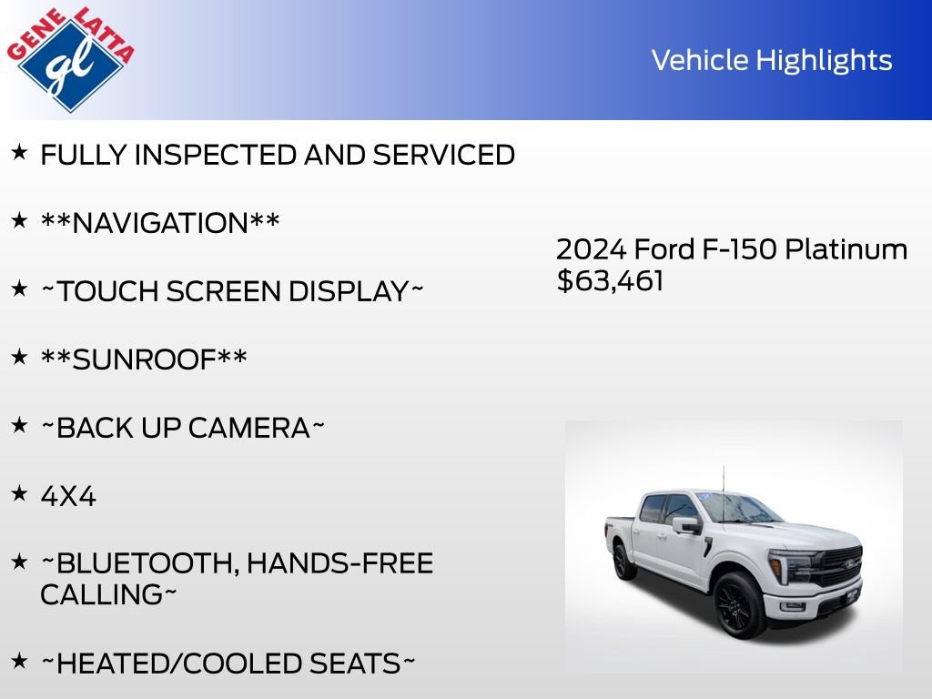 Certified 2024 Ford F150 Platinum w/ Equipment Group 702A High AWD/4WD image 36