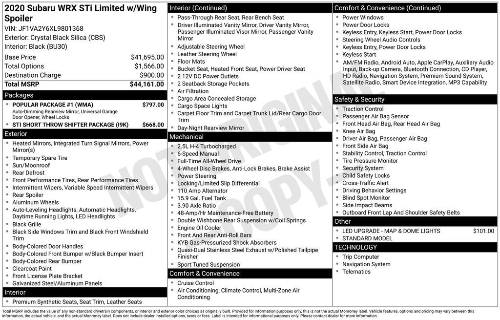 Used 2020 Subaru WRX STI Limited w/ Popular Package #1 image 32