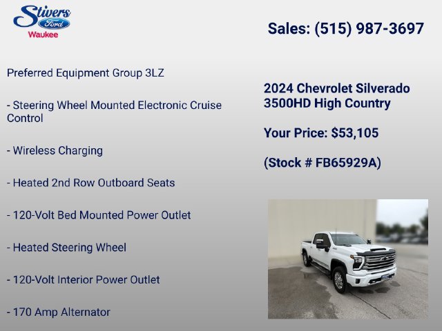 Used 2024 Chevrolet Silverado 3500 High Country w/ Technology Package AWD/4WD image 28