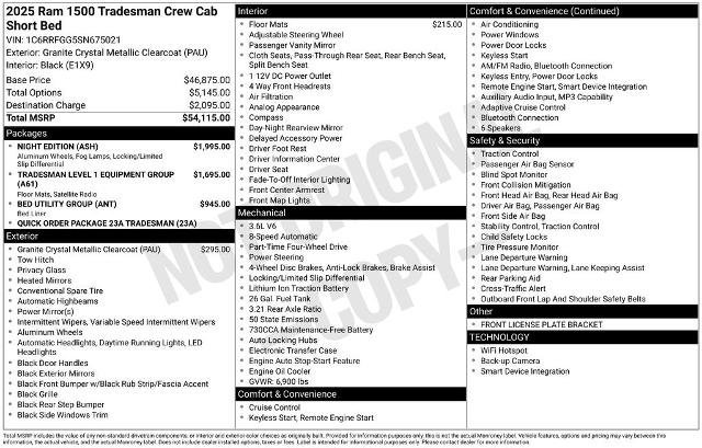 Used 2025 RAM 1500 Tradesman w/ Night Edition AWD/4WD image 30