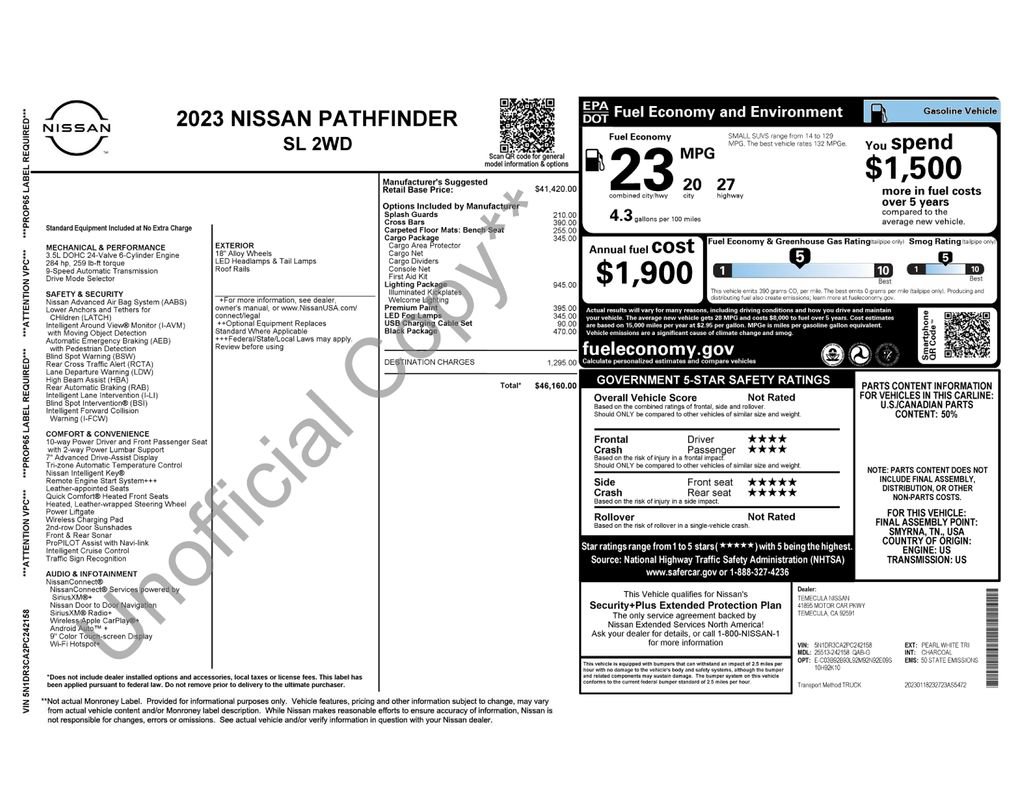 Used 2023 Nissan Pathfinder SL w/ Lighting Package (N92) FWD image 3