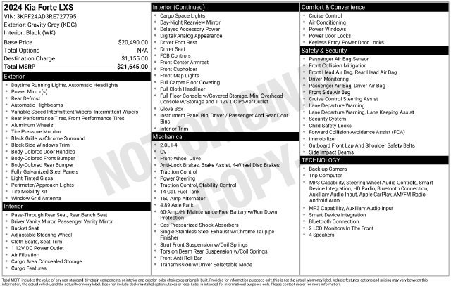 Used 2024 Kia Forte LXS FWD image 31