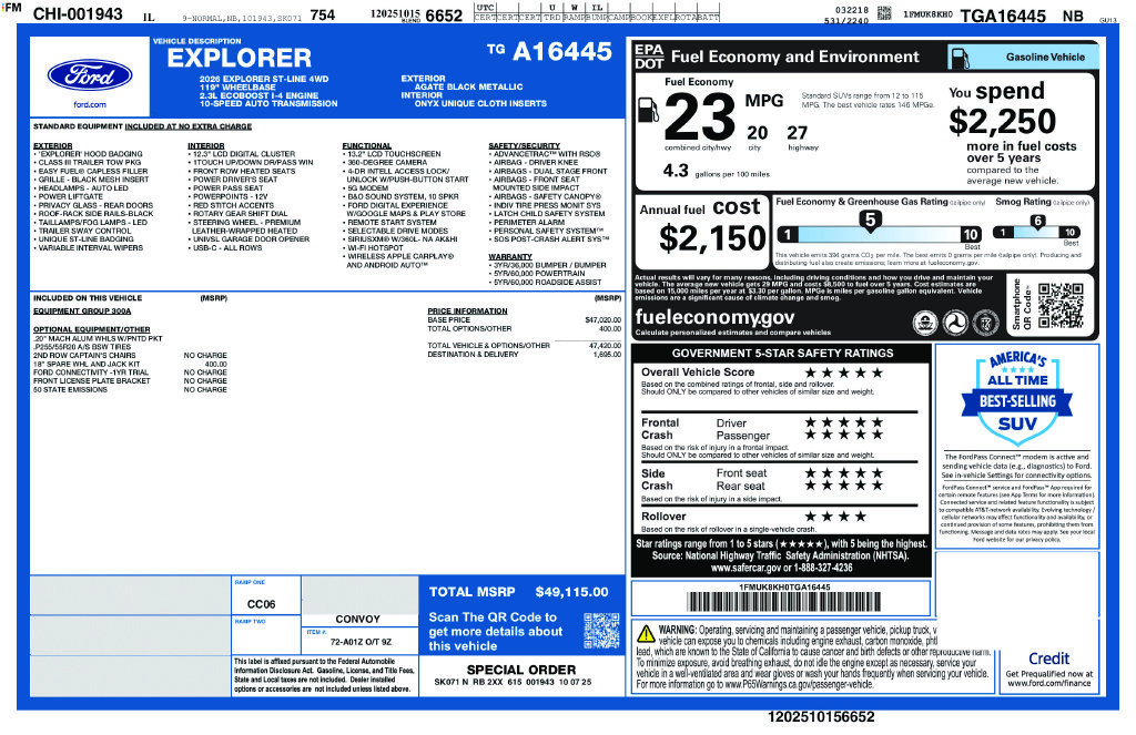 Certified 2026 Ford Explorer ST-Line AWD/4WD image 2