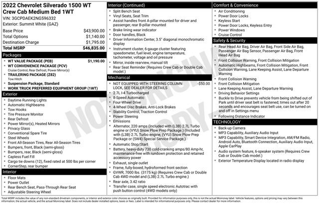 Used 2022 Chevrolet Silverado 1500 W/T w/ WT Value Package AWD/4WD image 4