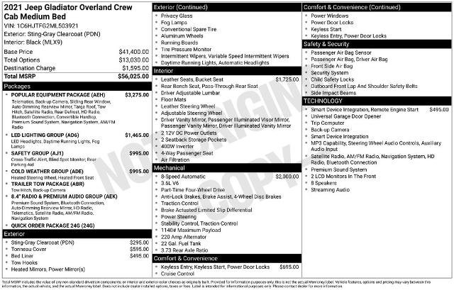 Used 2021 Jeep Gladiator Overland w/ Popular Equipment Package AWD/4WD image 37