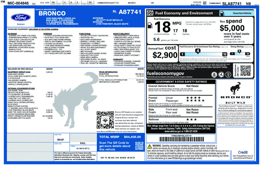 Certified 2025 Ford Bronco Badlands AWD/4WD image 33