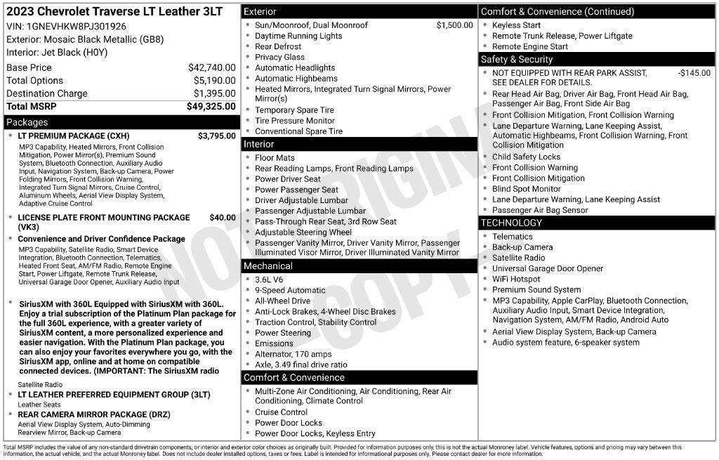 Used 2023 Chevrolet Traverse LT w/ LT Premium Package AWD/4WD image 3
