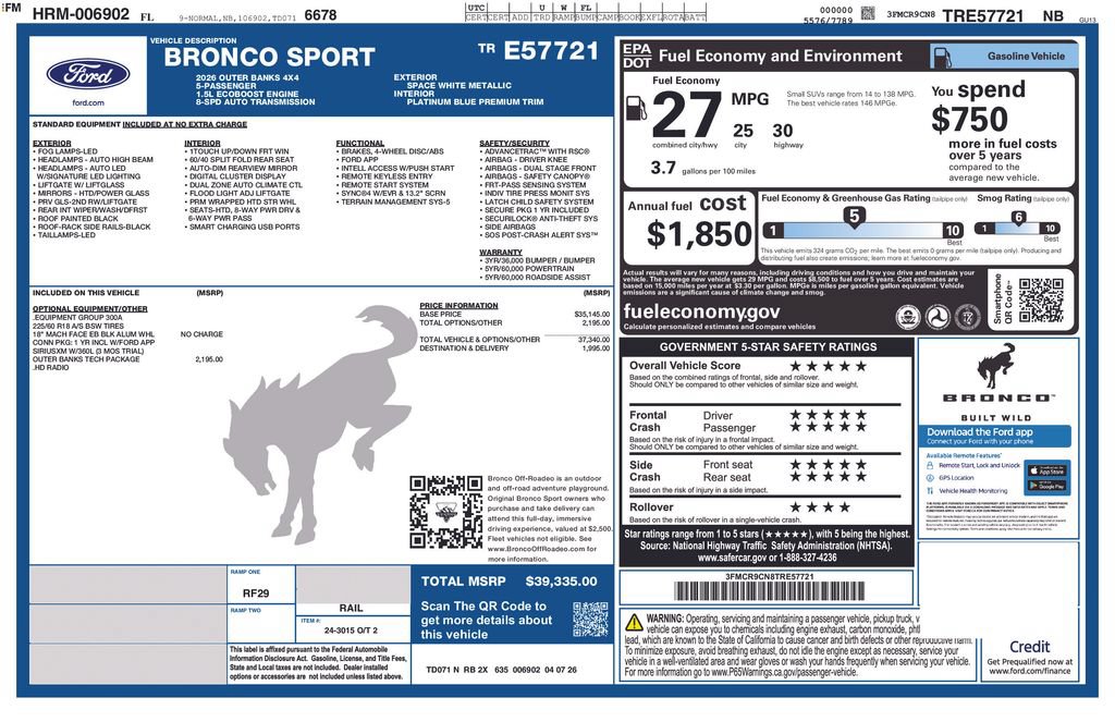Certified 2026 Ford Bronco Sport Outer Banks w/ Outer Banks Tech Package+ AWD/4WD image 6