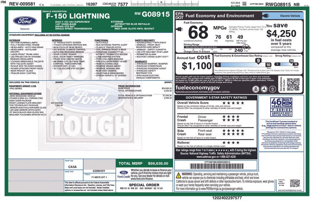 Certified 2024 Ford F150 Lightning Pro w/ Tow Technology Package AWD/4WD video 2