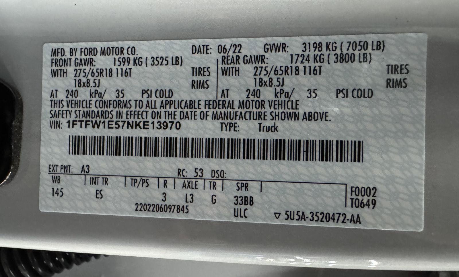 Certified 2022 Ford F150 Lariat w/ Equipment Group 501A Mid AWD/4WD image 35
