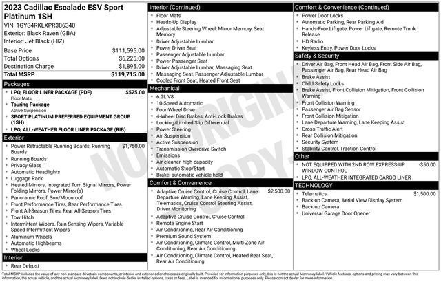 Used 2023 Cadillac Escalade ESV Sport Platinum w/ LPO, Floor Liner Package AWD/4WD image 6