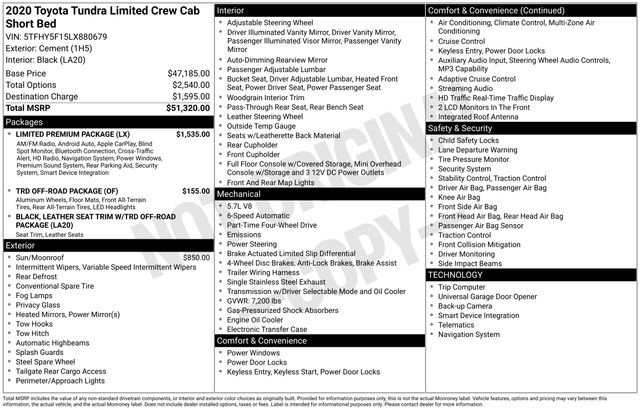 Used 2020 Toyota Tundra Limited w/ Limited Premium Package AWD/4WD image 5