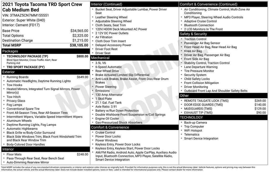 Used 2021 Toyota Tacoma TRD Sport w/ Technology Package image 23