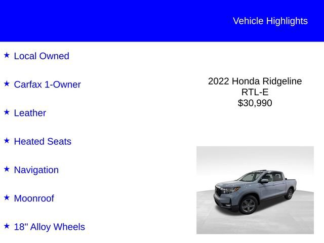 Used 2022 Honda Ridgeline RTL-E image 2