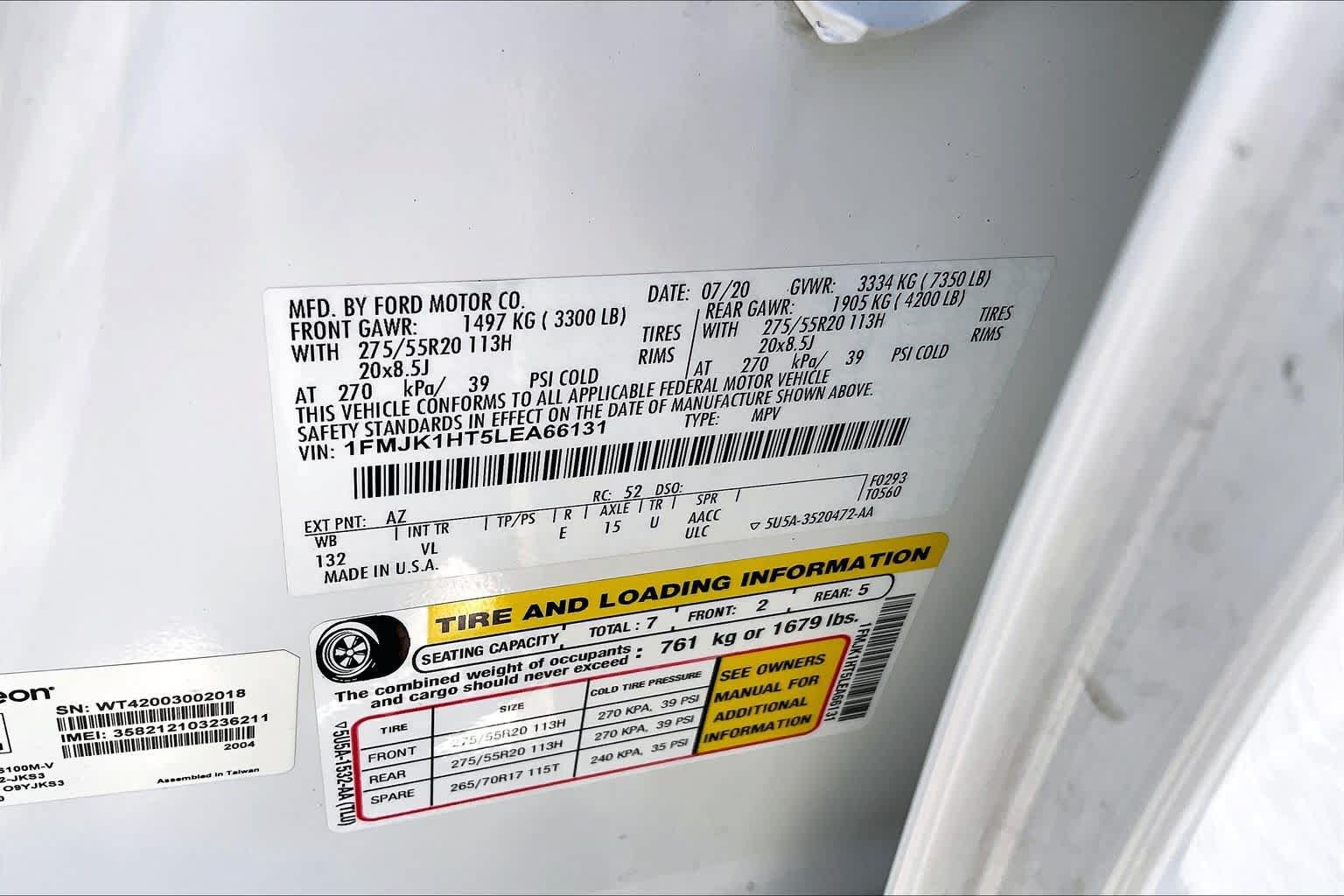 Certified 2020 Ford Expedition Max XLT w/ Equipment Group 202A RWD image 35
