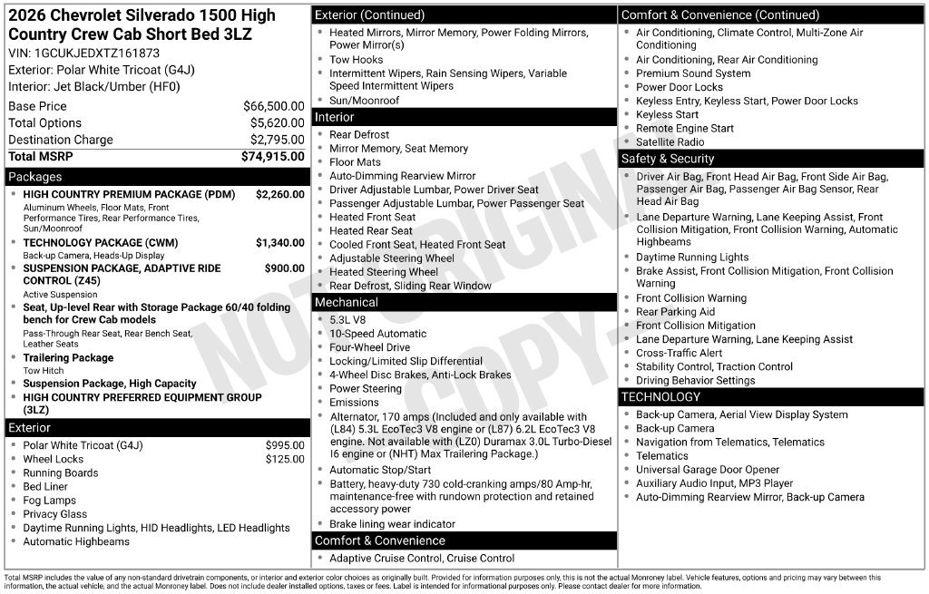 Used 2026 Chevrolet Silverado 1500 High Country w/ High Country Premium Package AWD/4WD image 10