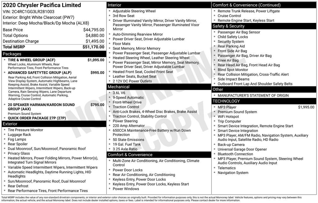 Used 2020 Chrysler Pacifica Limited w/ Tire & Wheel Group FWD image 2