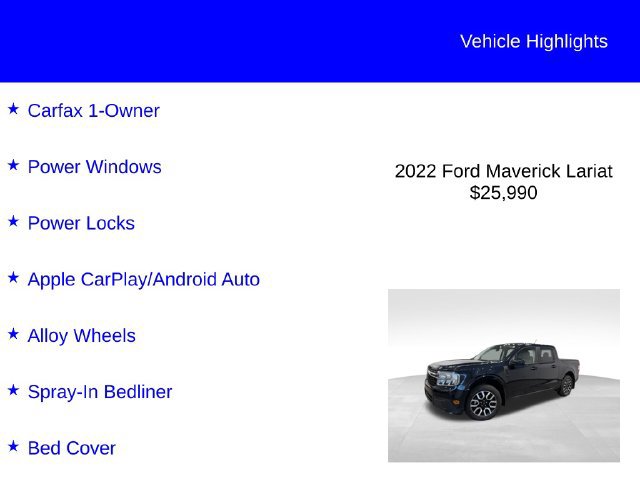 Certified 2022 Ford Maverick Lariat w/ Equipment Group 500A Standard AWD/4WD image 3
