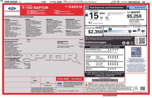 Certified 2022 Ford F150 Raptor w/ Equipment Group 801A High image 38