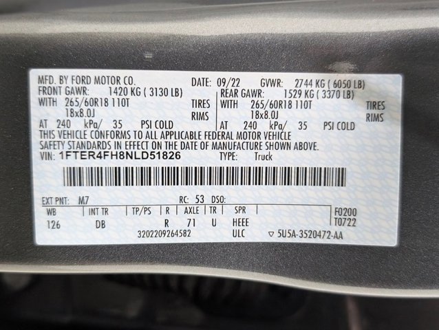 Certified 2022 Ford Ranger Lariat w/ Equipment Group 501A High image 10