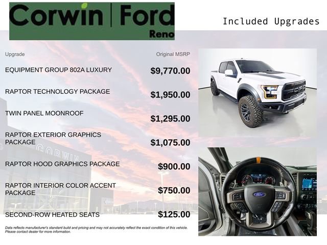 Certified 2018 Ford F150 Raptor w/ Equipment Group 802A Luxury image 3