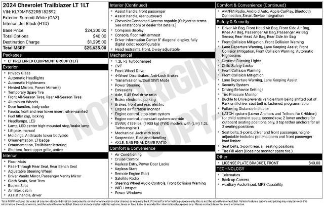 Used 2024 Chevrolet TrailBlazer LT FWD image 23